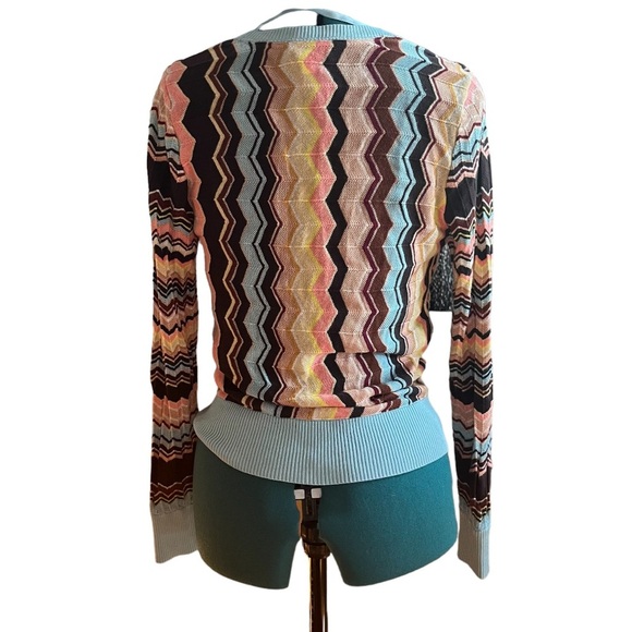Missoni Classic Mid Century Button Up Zigzag Striped Knit Cardigan VV - Picture 2 of 3
